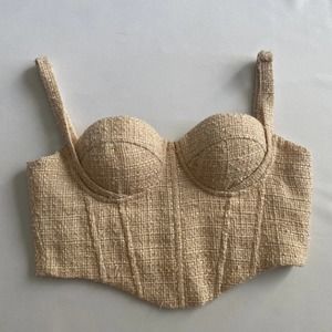 MESHKI Tweed Corset Bustier Crop Top Sz Large